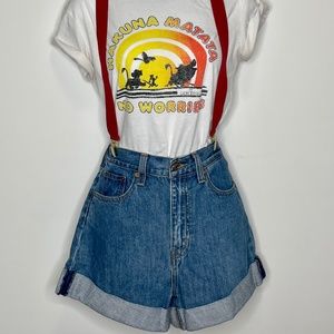 Levi's Pokemon Misty High Loose Shorts with Red Suspenders 26